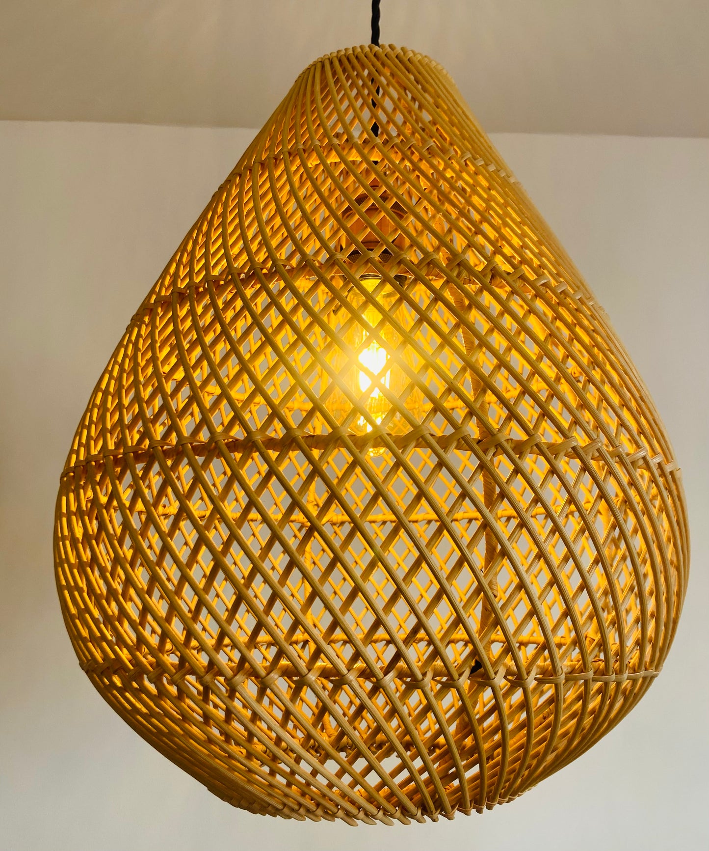Pear Drop Rattan Light Shade: Golden Glow