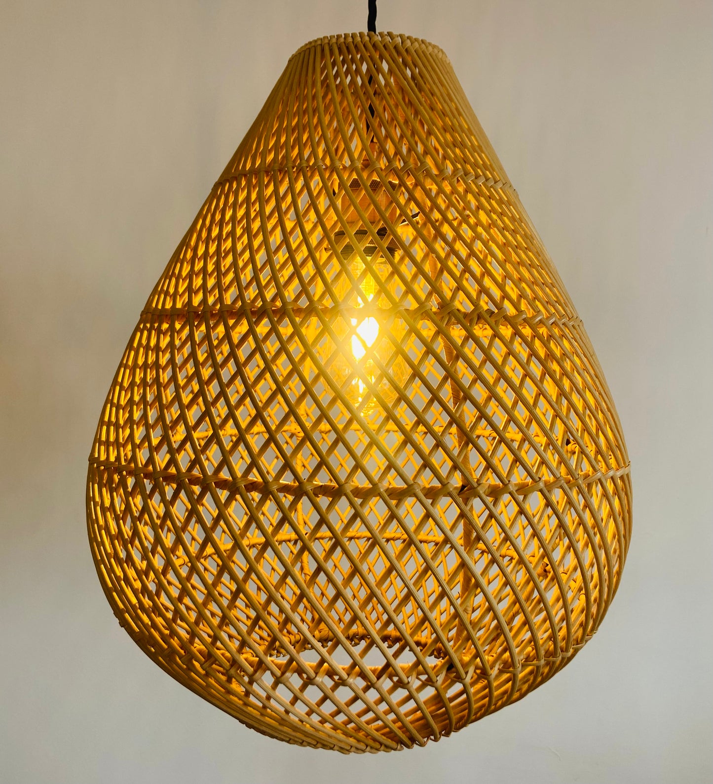 Pear Drop Rattan Light Shade: Golden Glow