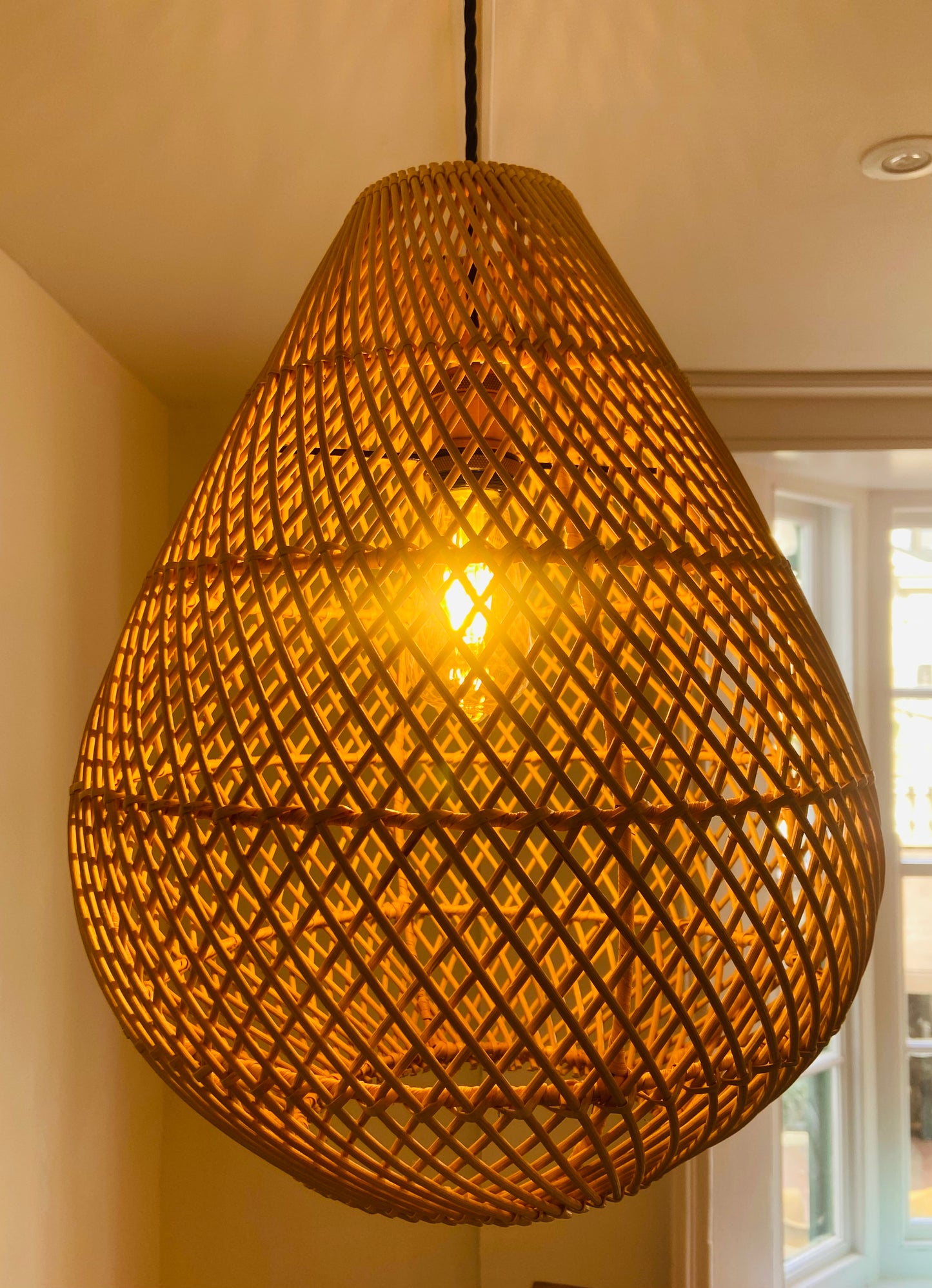Pear Drop Rattan Light Shade: Golden Glow