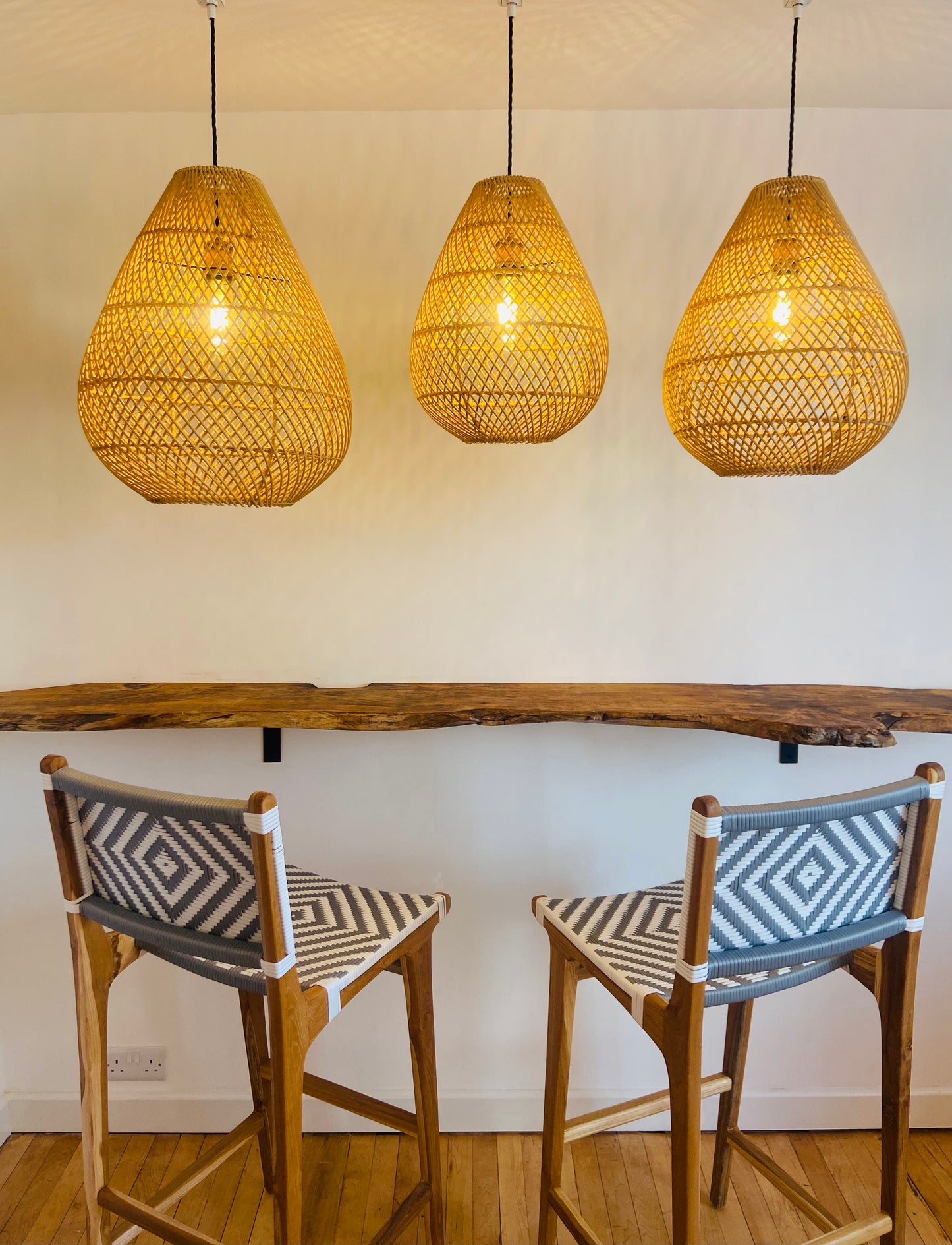 Pear Drop Rattan Light Shade: Golden Glow