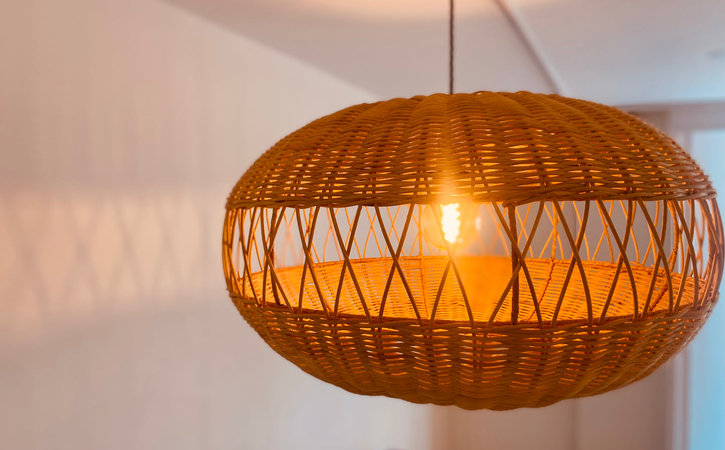 Drum Rattan Light Shade: Contemporary Elegance with a Natural Twist