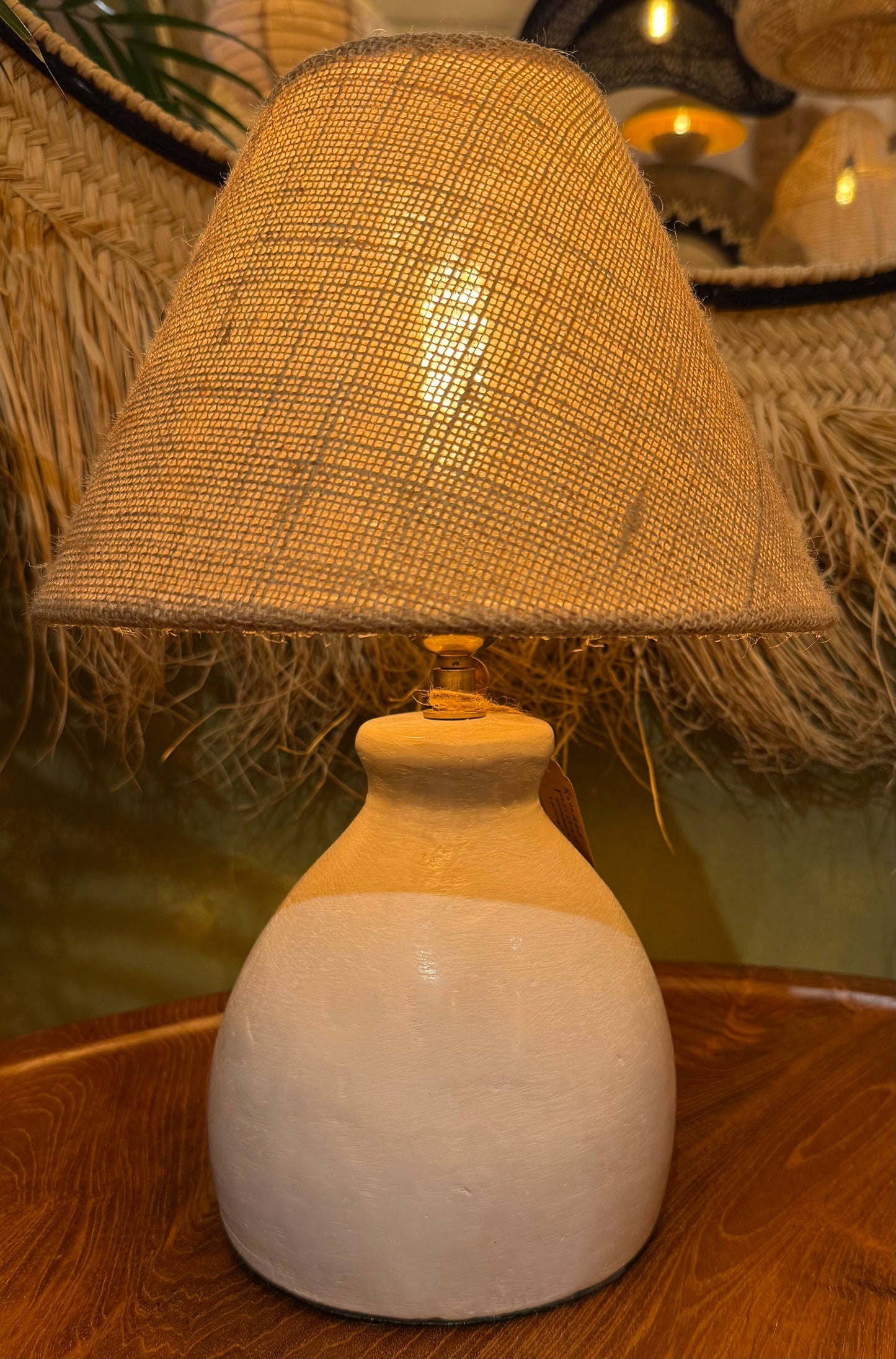 Round Polished Cement Table Lamp