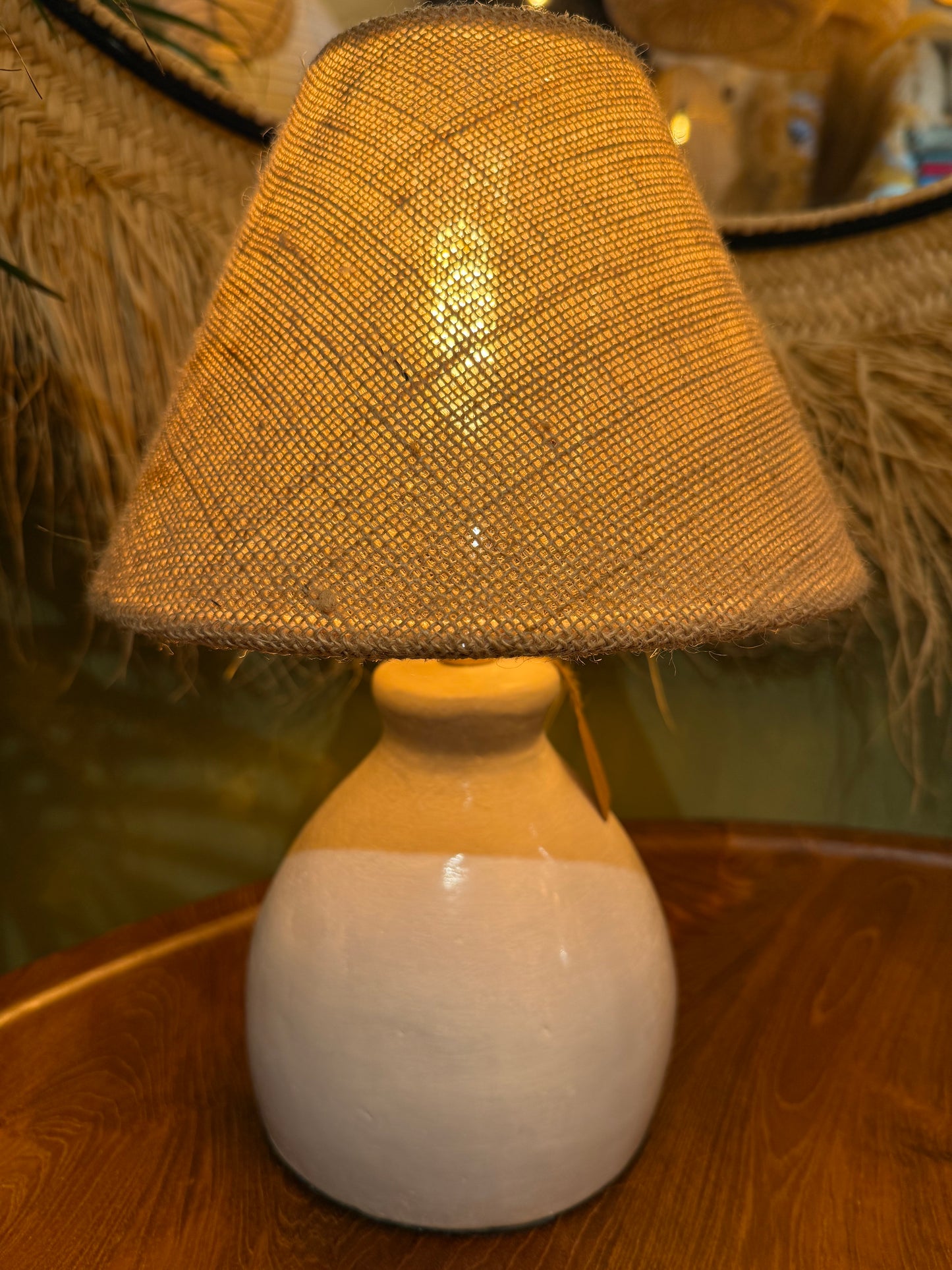 Round Polished Cement Table Lamp