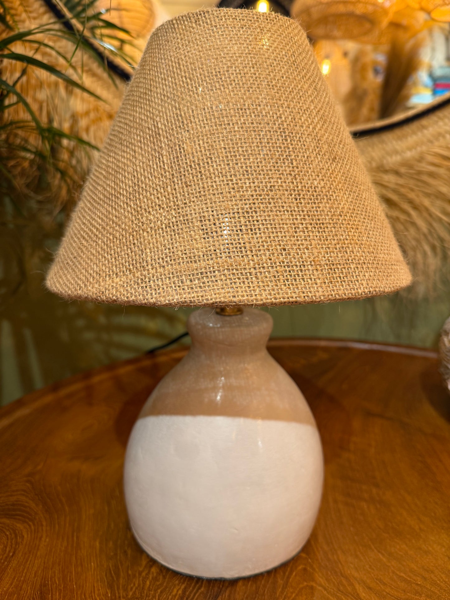Round Polished Cement Table Lamp