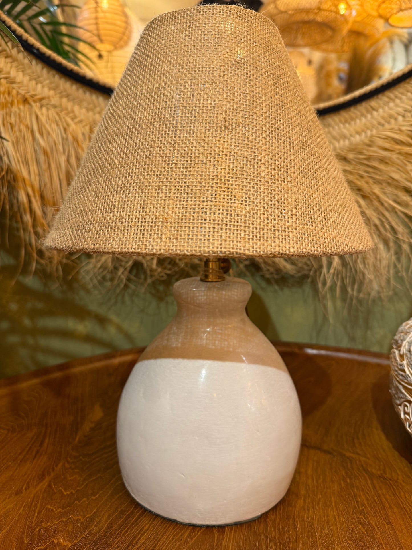 Round Polished Cement Table Lamp