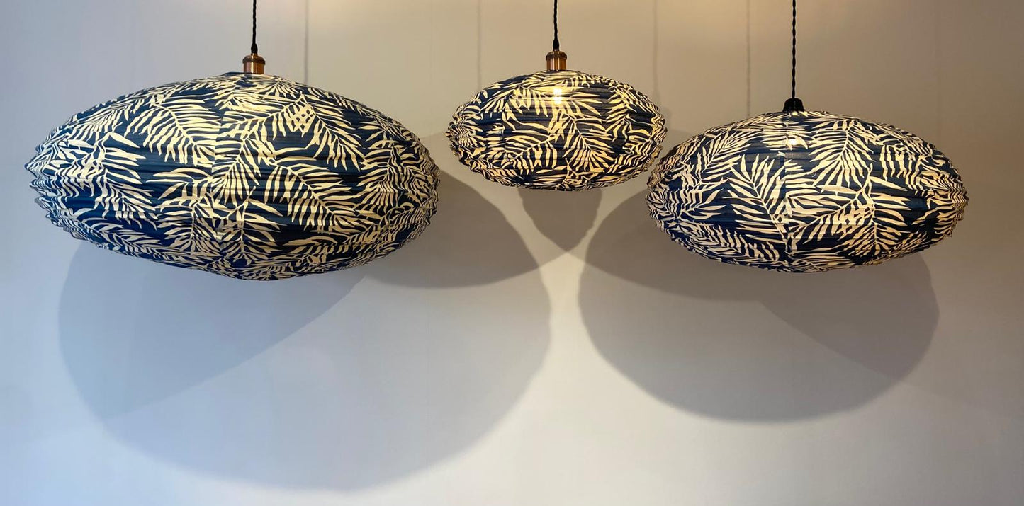 Blue Lagoon Cotton Print Oval Light Shade
