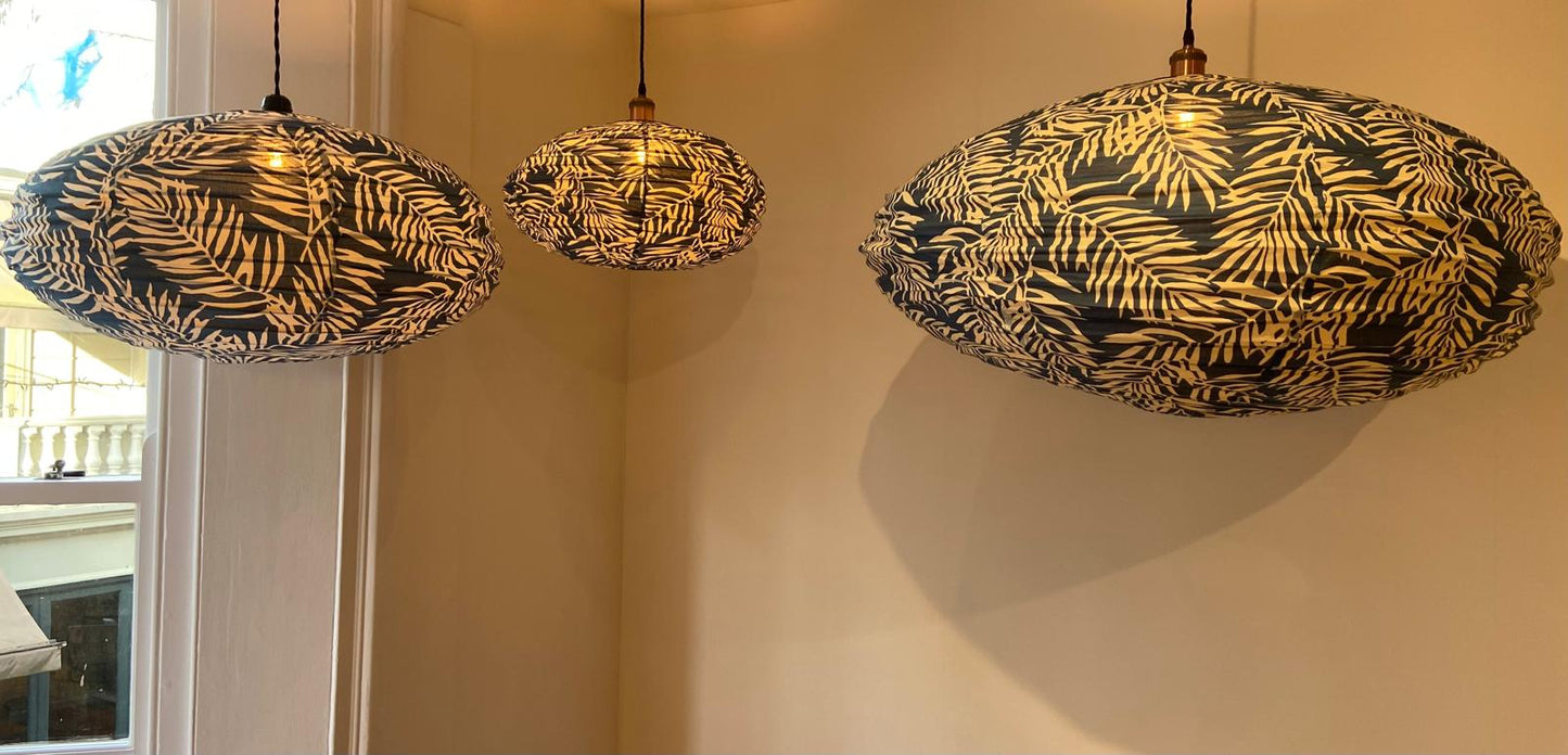 Blue Lagoon Cotton Print Oval Light Shade