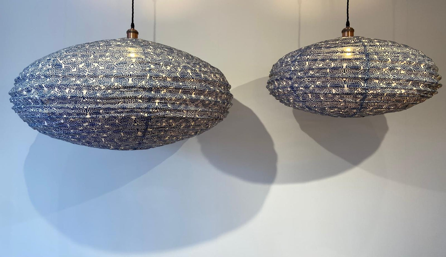 Zen Maze Cotton Print Oval Light Shade