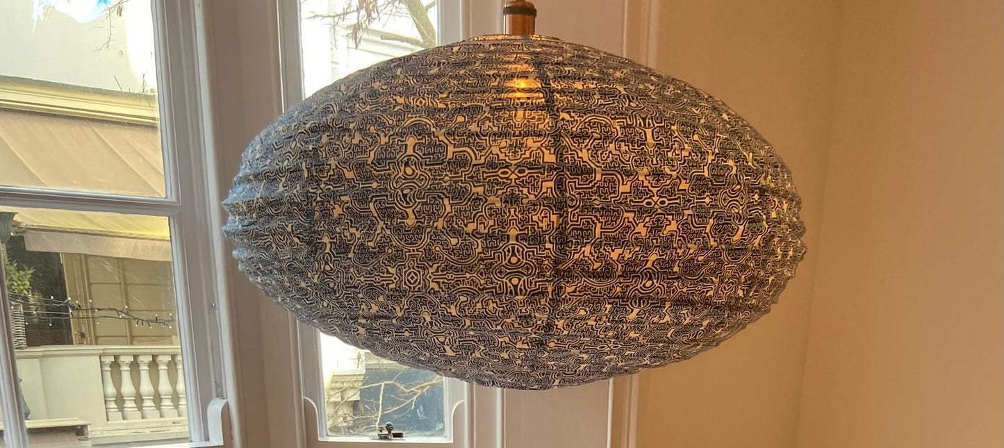 Zen Maze Cotton Print Oval Light Shade