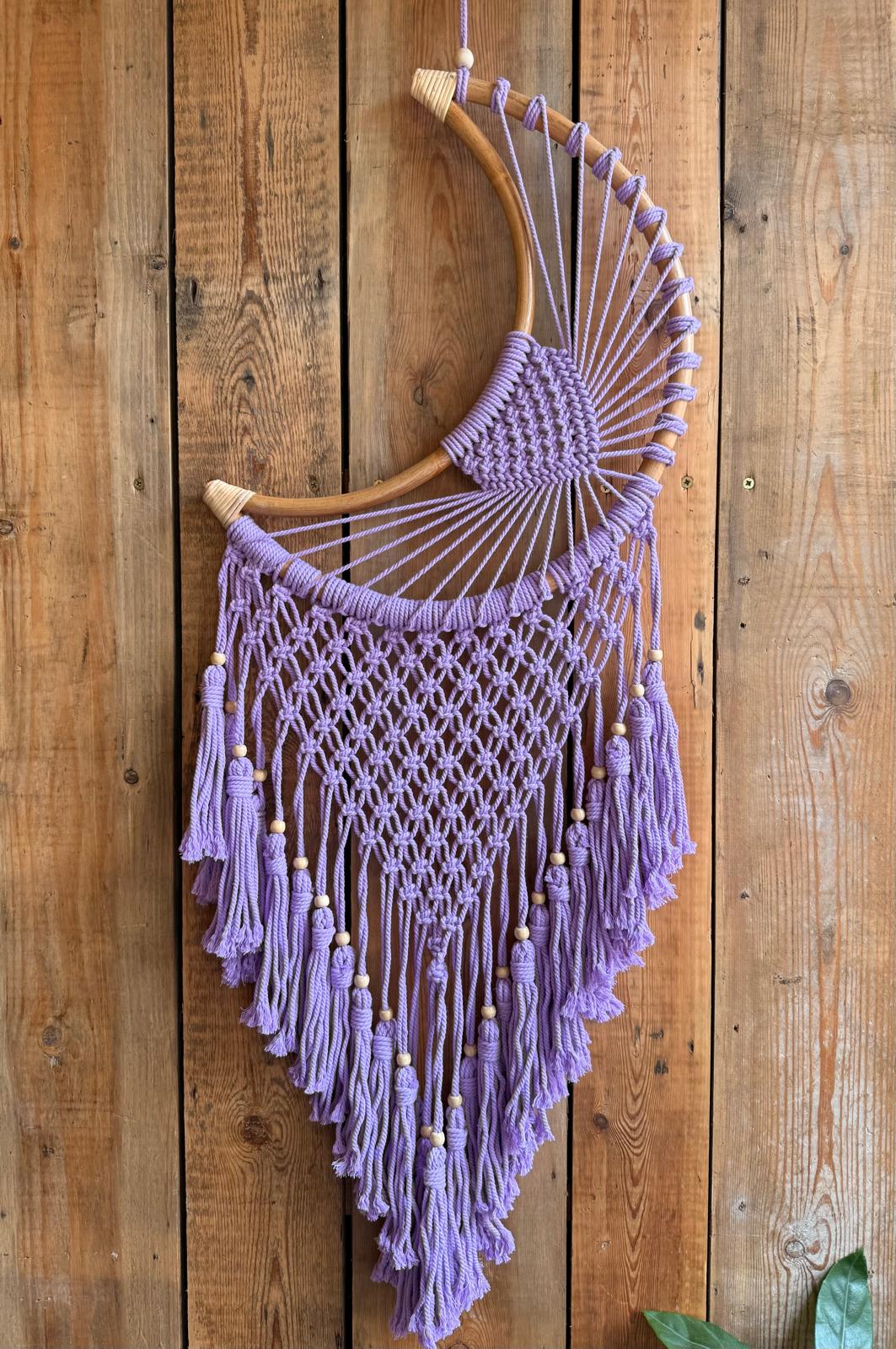 Handmade Purple Cresent Moon Dream Catcher