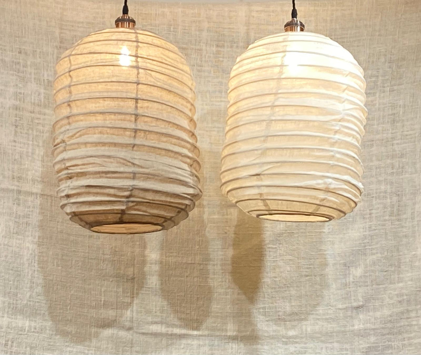 Elliptical Elegance Linen Ceiling Light Shades: Soft Light Capsules