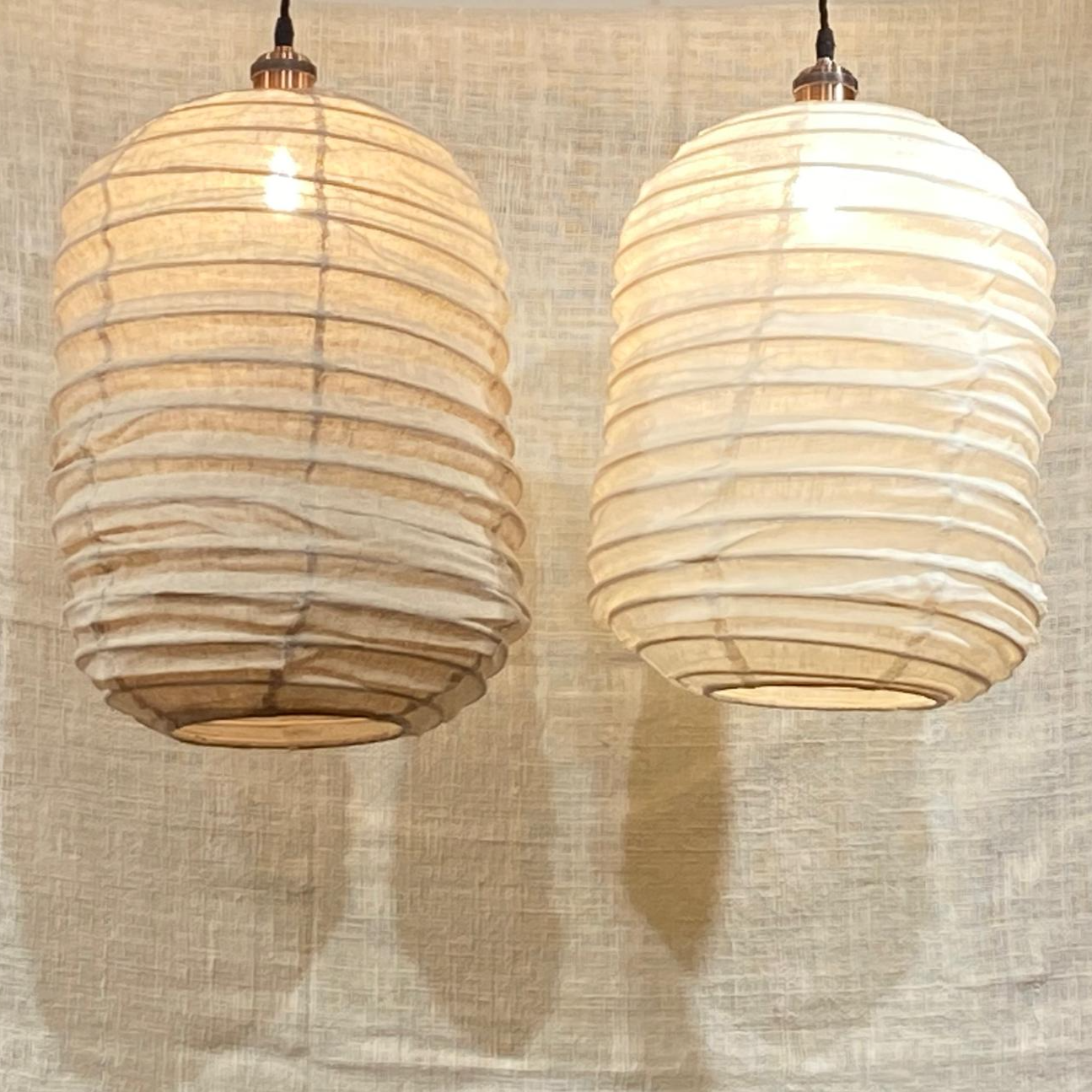 Elliptical Elegance Linen Ceiling Light Shades: Soft Light Capsules
