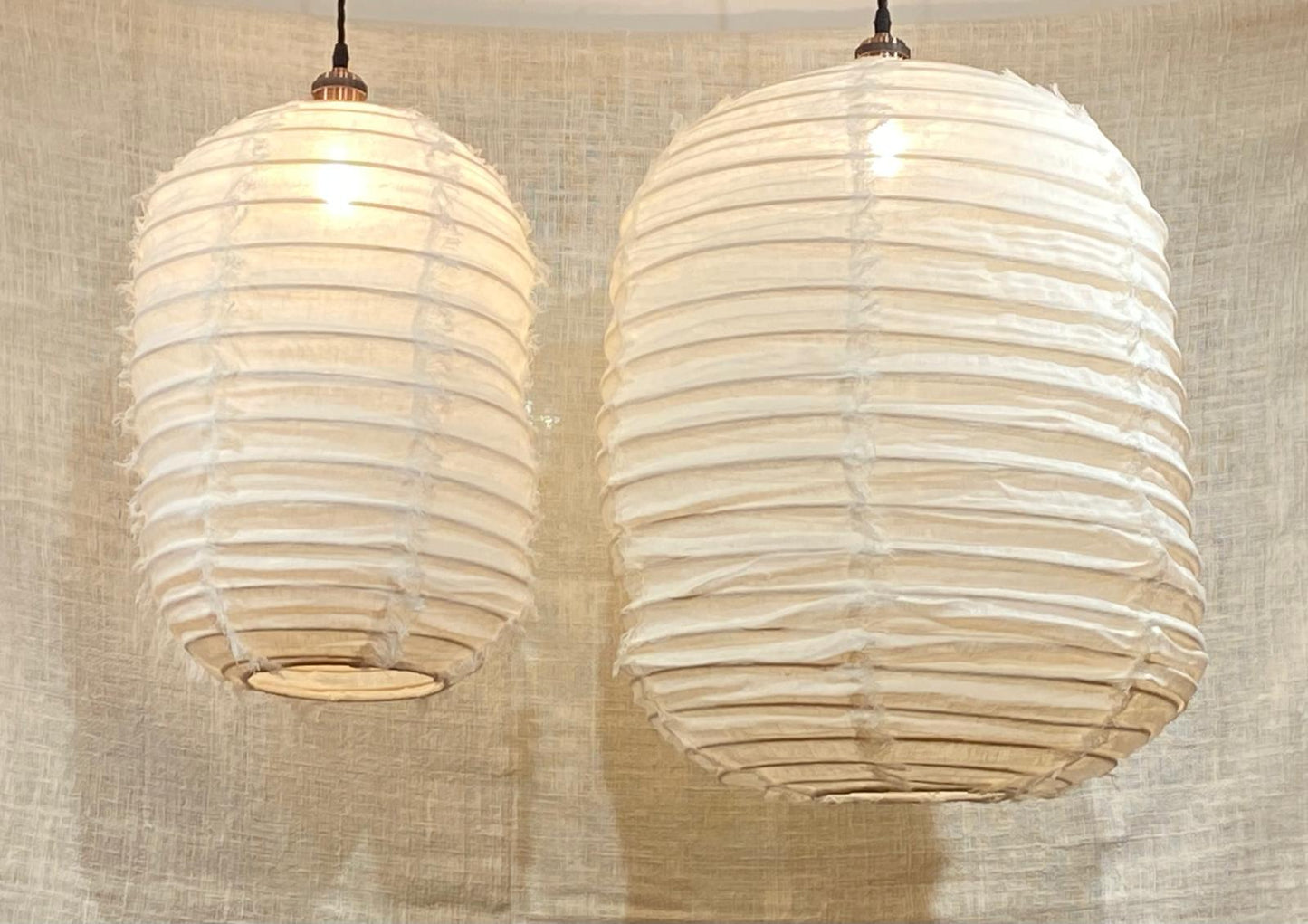 Rippling Radiance Fringed Linen Light Shades: Soft Light Capsules