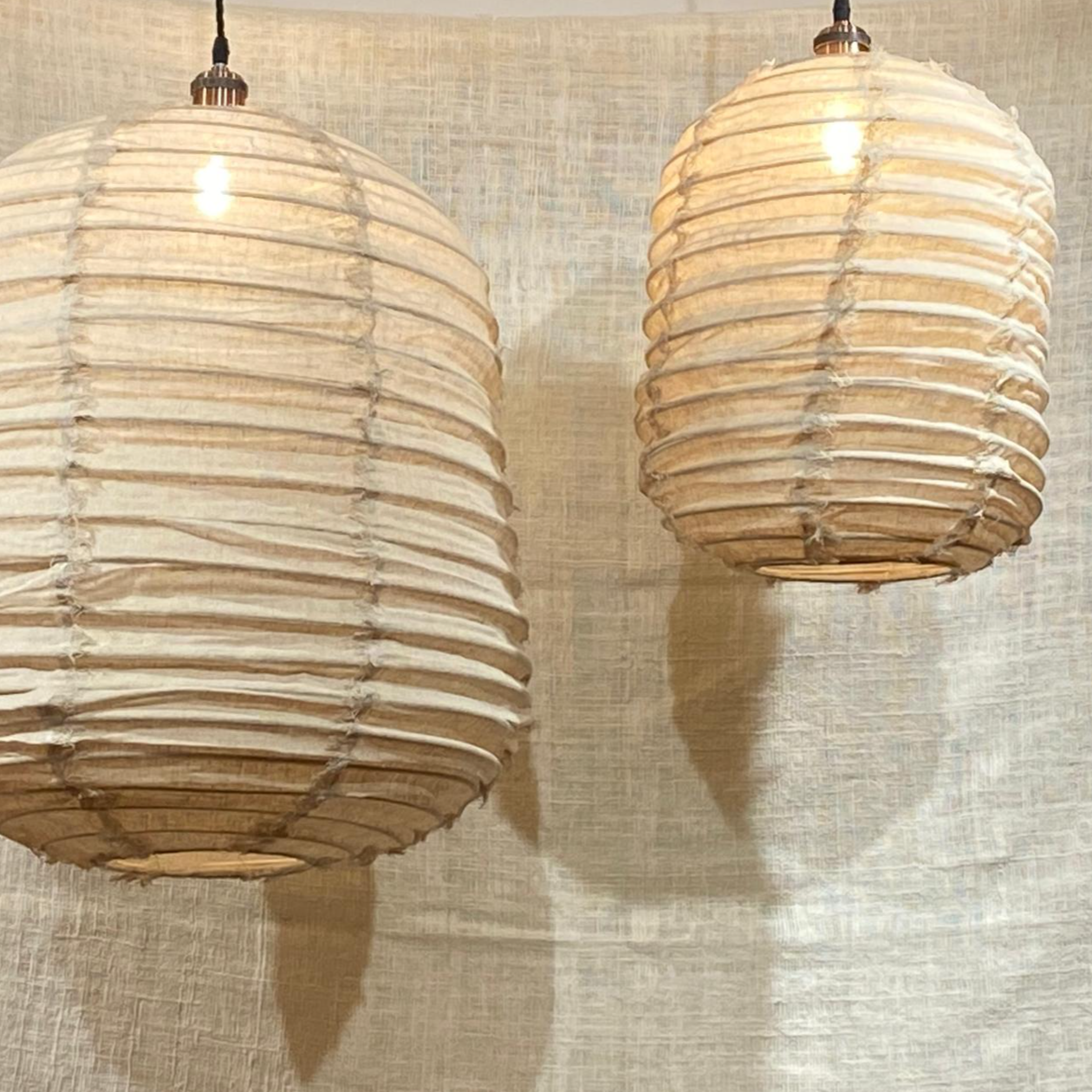 Rippling Radiance Fringed Linen Light Shades: Soft Light Capsules