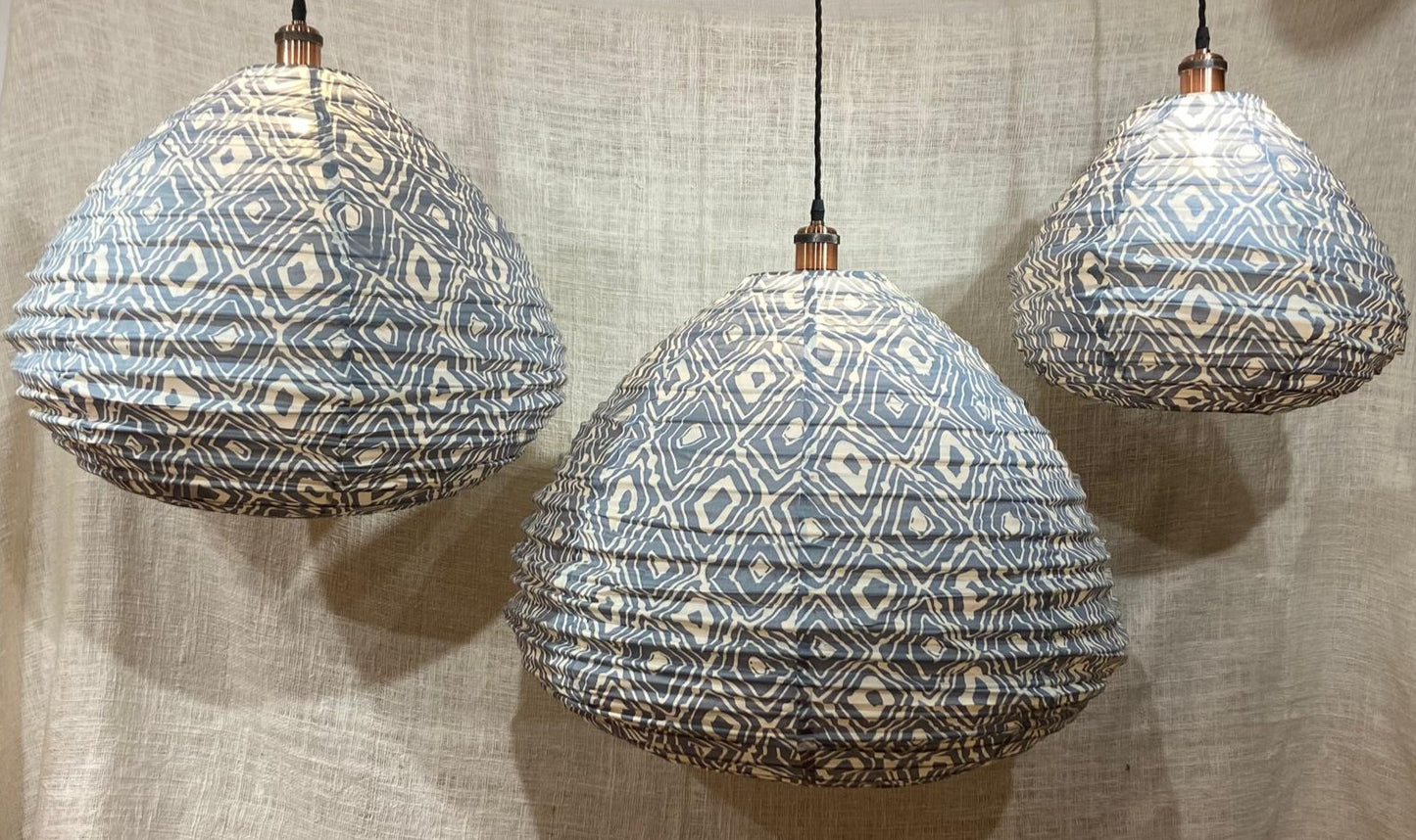 Diamond Delight Cotton Print Pear Drop Light Shade: Blue Geometry