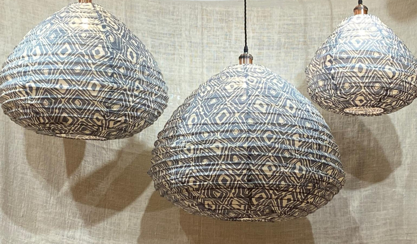 Diamond Delight Cotton Print Pear Drop Light Shade: Blue Geometry