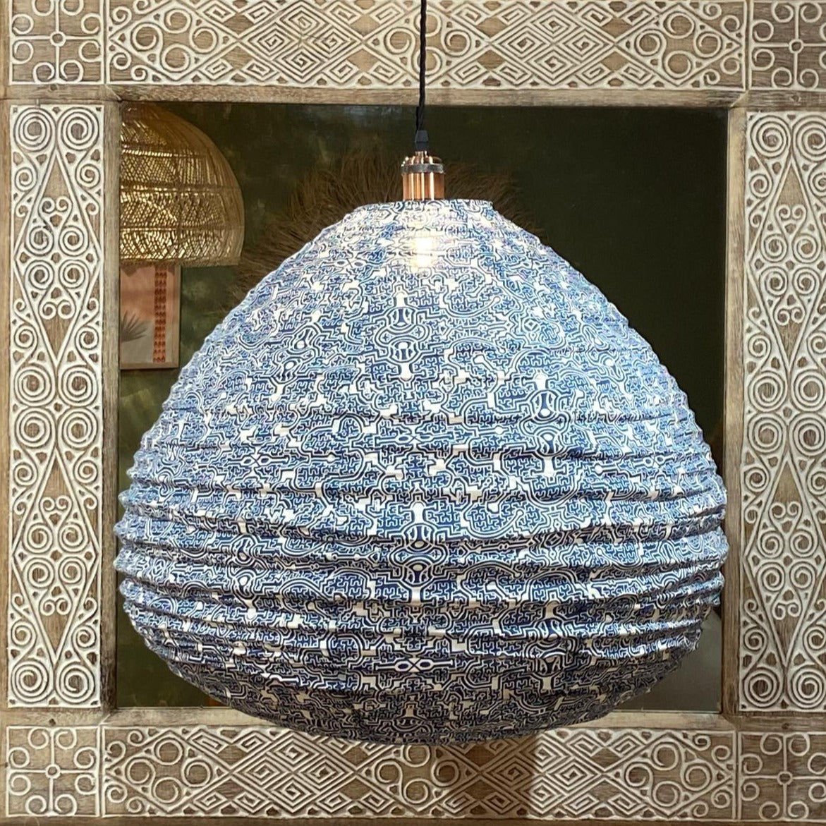 Zen Maze Cotton Print Light Shade: Artistic Harmony