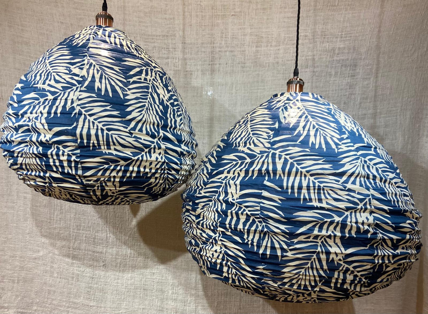 Blue Lagoon Cotton Print Pear Drop Light Shade: Serene Tropics