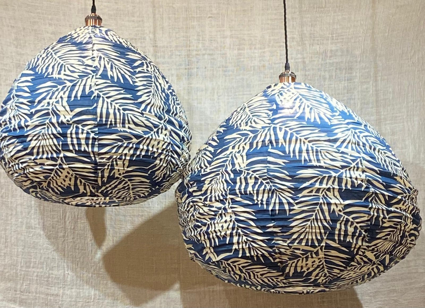 Blue Lagoon Cotton Print Pear Drop Light Shade: Serene Tropics