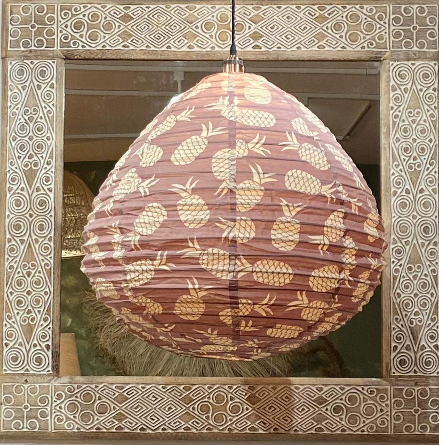 Pineapple Paradise Cotton Print Pear Drop Light Shade: Tropical Elegance