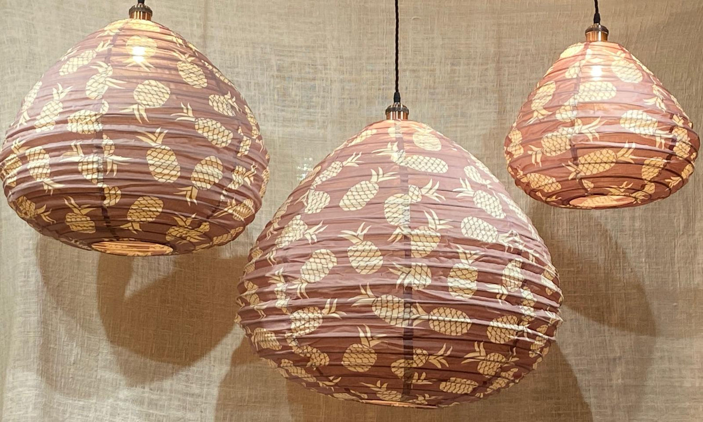 Pineapple Paradise Cotton Print Pear Drop Light Shade: Tropical Elegance