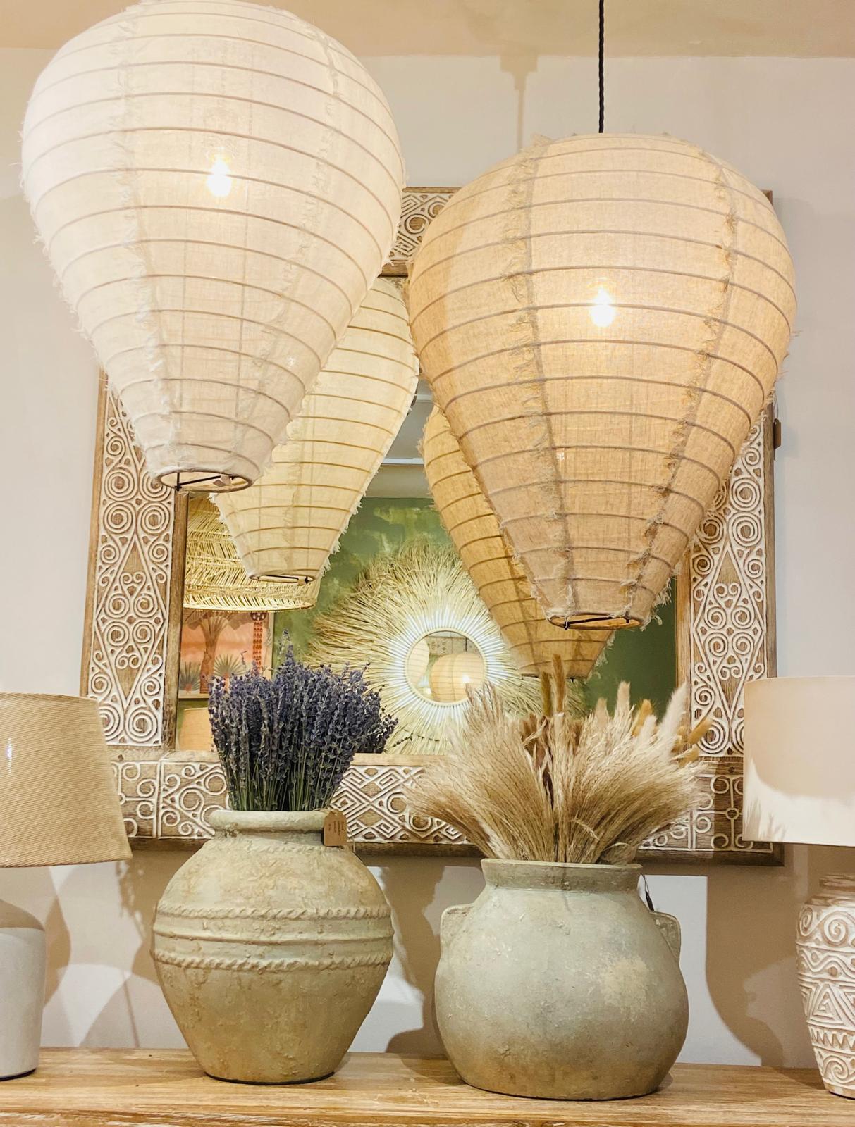 Jambu Elegance Linen Ceiling Shade: Fringe-Trimmed Luminescence