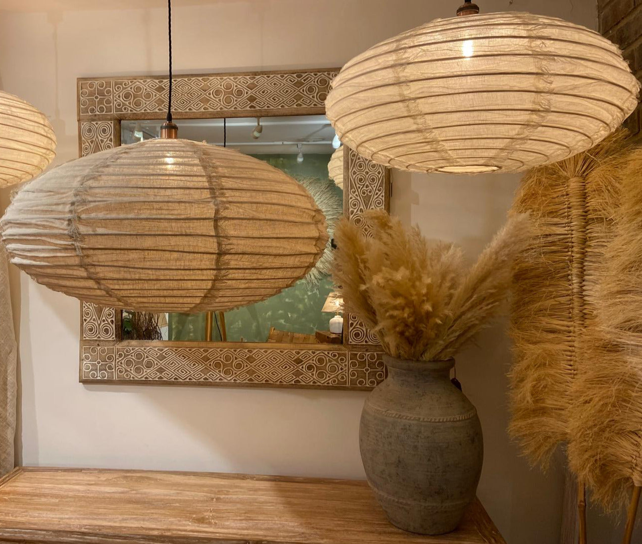 Fringed Linen Oval Light Shades