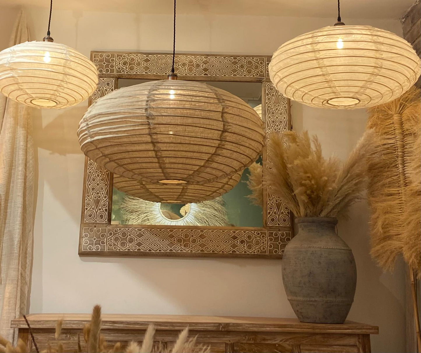 Fringed Linen Oval Light Shades
