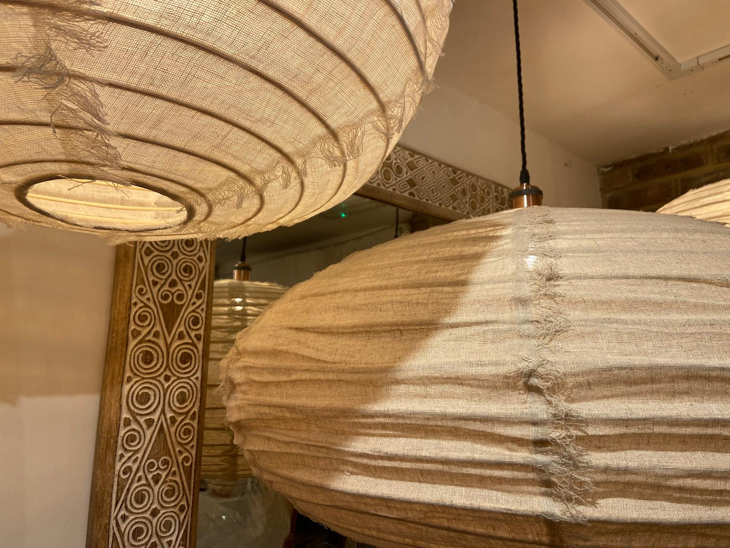 Fringed Linen Oval Light Shades