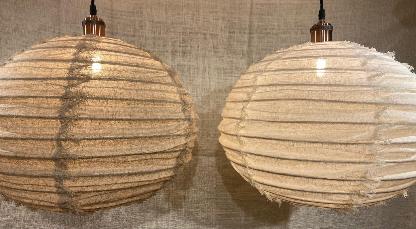 Fringed Orb Linen Light Shades