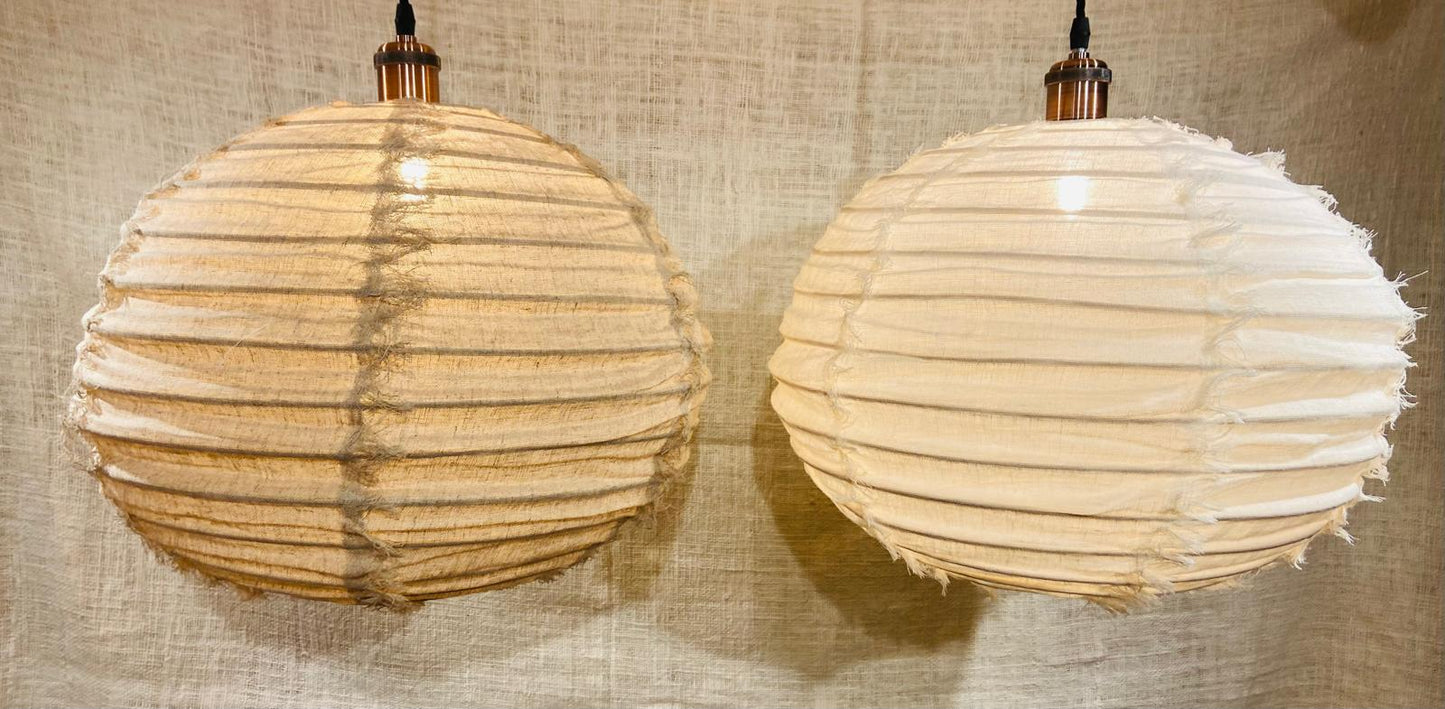 Fringed Orb Linen Light Shades