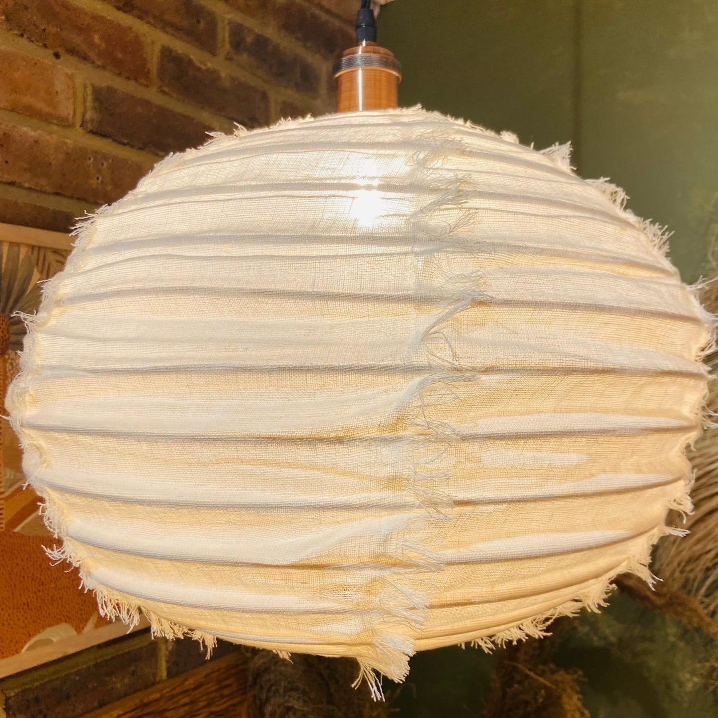 Fringed Orb Linen Light Shades