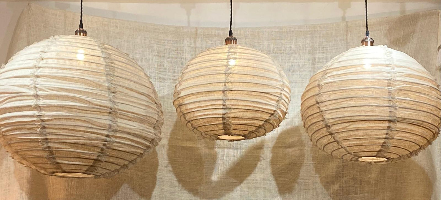 Fringed Orb Linen Light Shades
