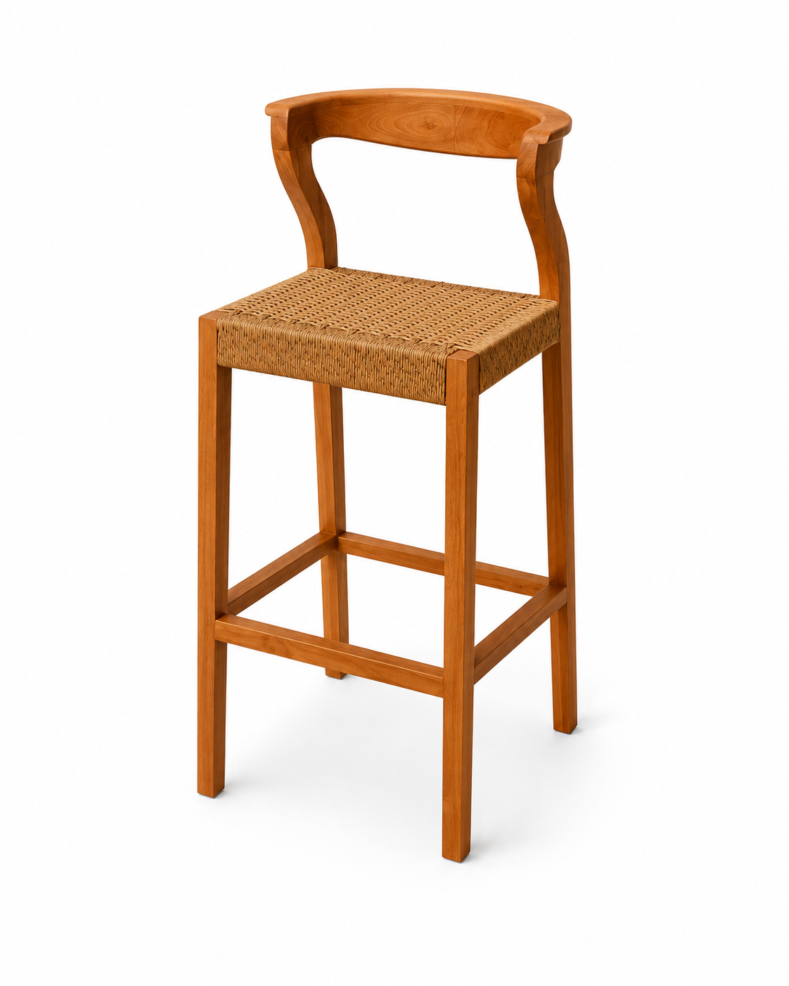 Aster Curved Teak Bar Stool