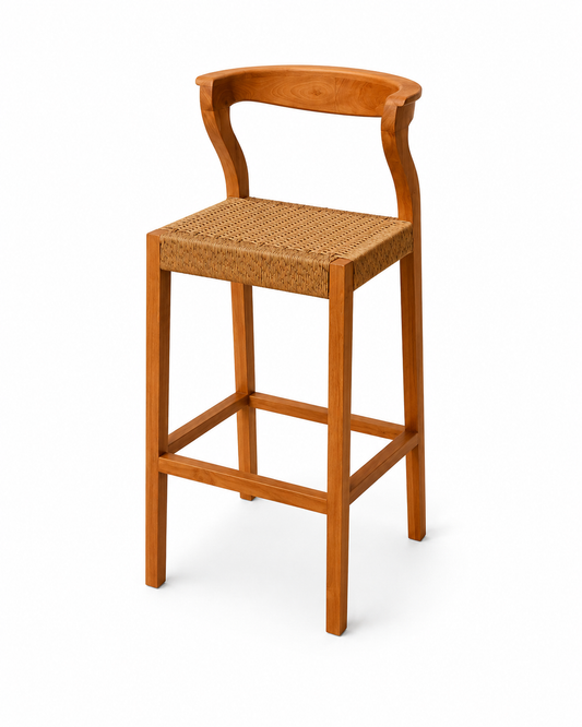 Aster Curved Teak Bar Stool
