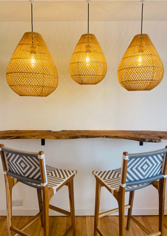 Pear Drop Rattan Light Shade: Golden Glow