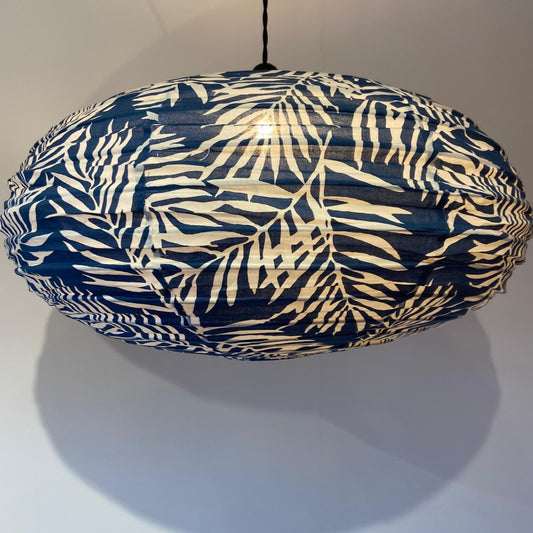 Blue Lagoon Cotton Print Oval Light Shade