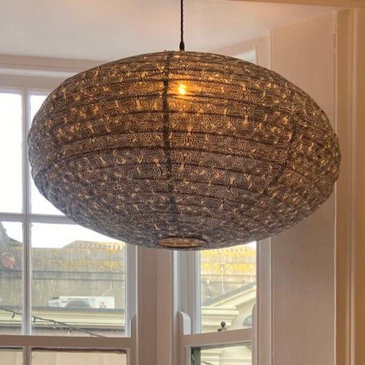Zen Maze Cotton Print Oval Light Shade