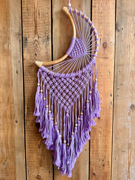 Handmade Purple Cresent Moon Dream Catcher