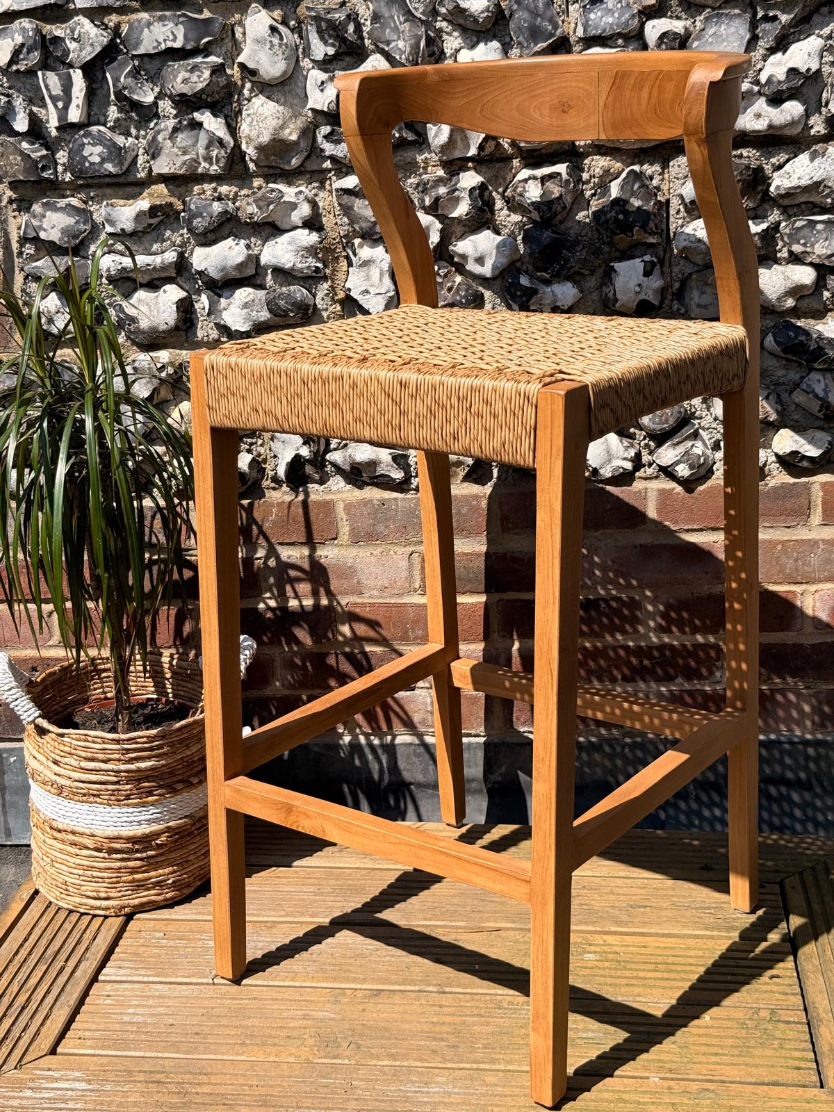 Aster Curved Teak Bar Stool