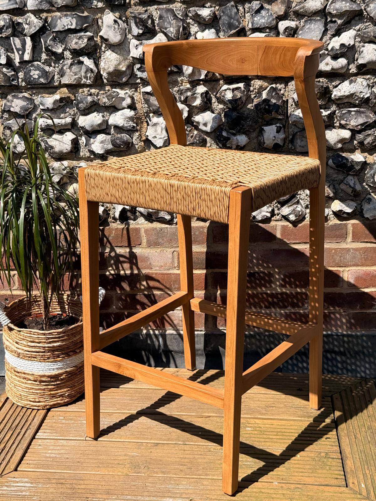 Aster Curved Teak Bar Stool