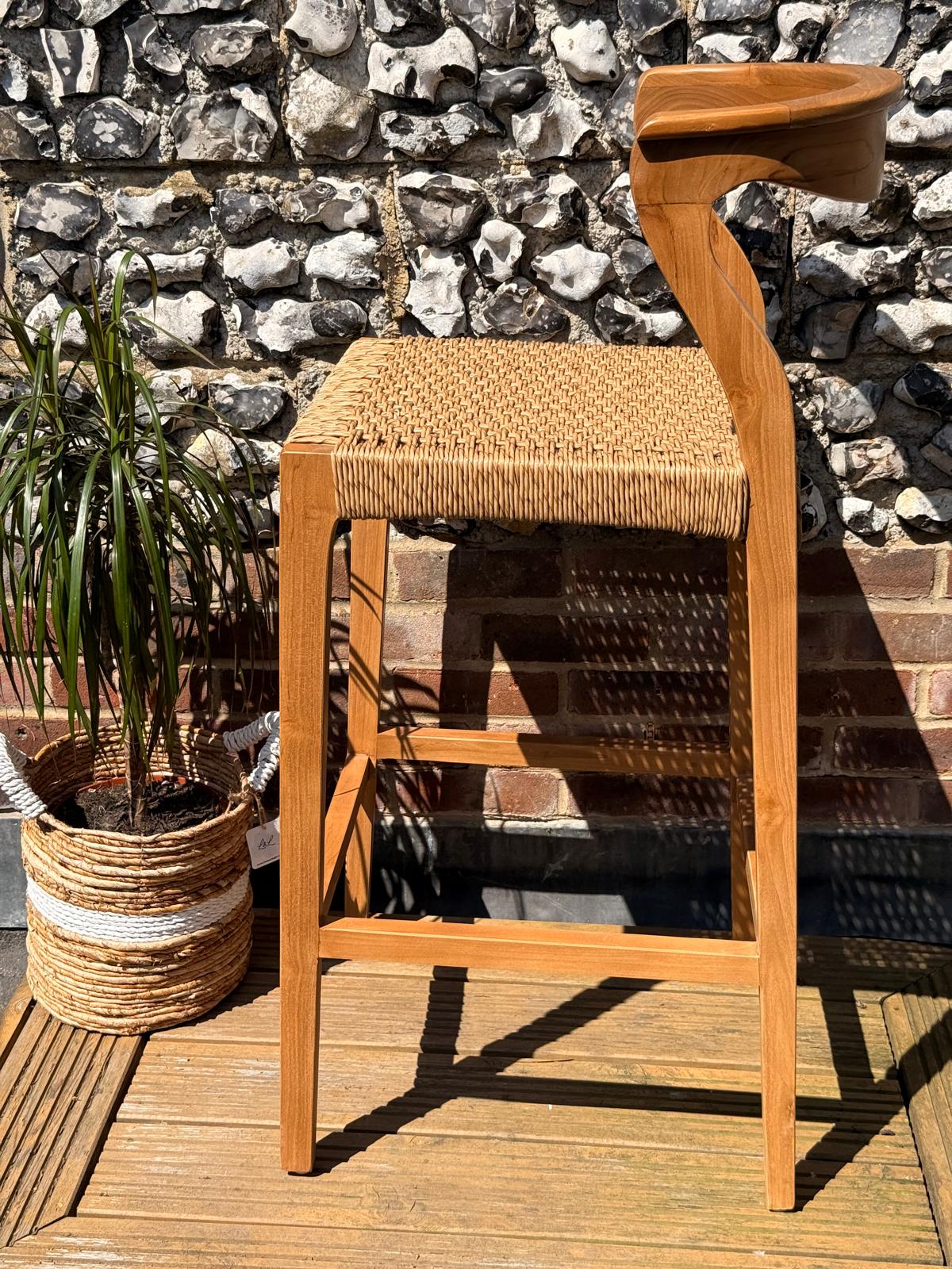 Aster Curved Teak Bar Stool