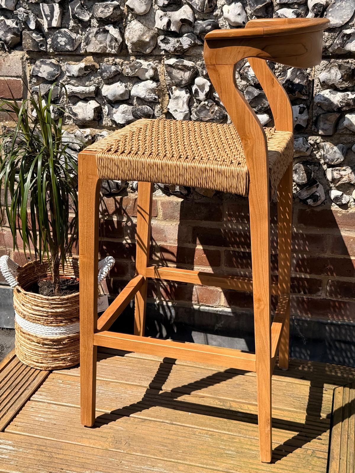 Aster Curved Teak Bar Stool