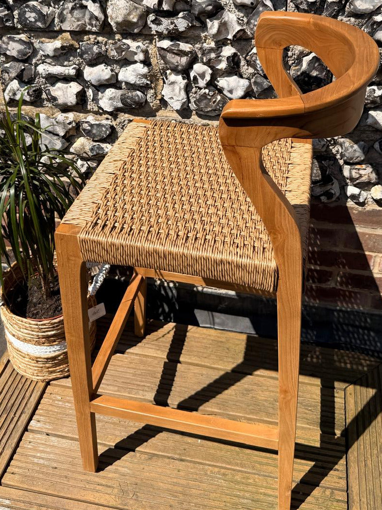 Aster Curved Teak Bar Stool