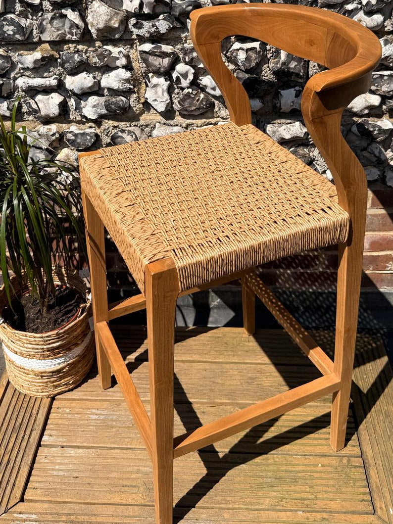Aster Curved Teak Bar Stool