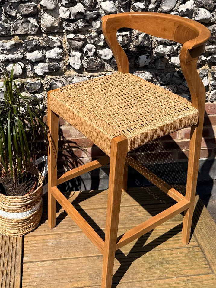 Aster Curved Teak Bar Stool