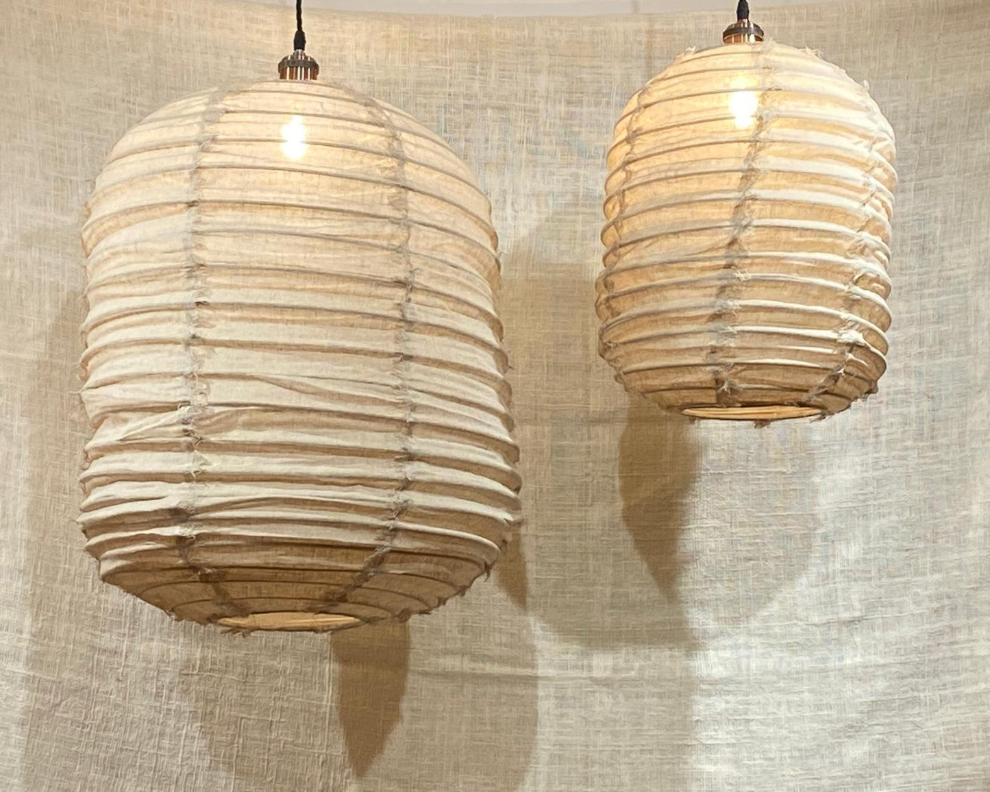 Rippling Radiance Fringed Linen Light Shades: Soft Light Capsules