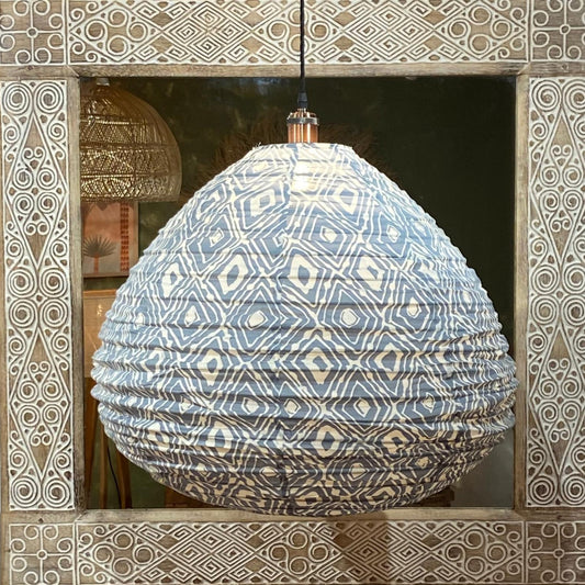 Diamond Delight Cotton Print Pear Drop Light Shade: Blue Geometry