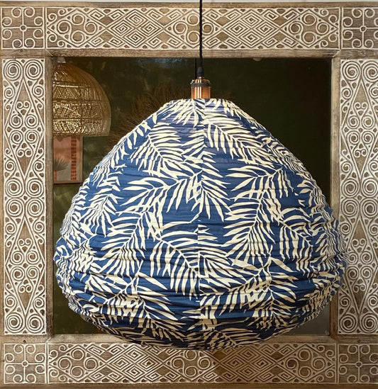 Blue Lagoon Cotton Print Pear Drop Light Shade: Serene Tropics