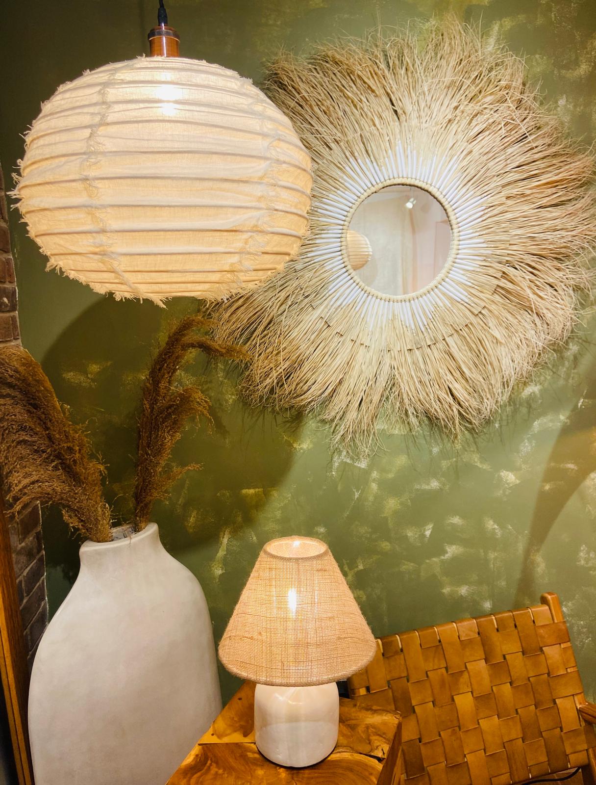 Fringed Orb Linen Light Shades